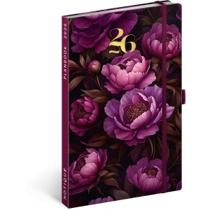 Agenda / notesz Purple Flowers 2026, 13 x 21 cm (naptr)