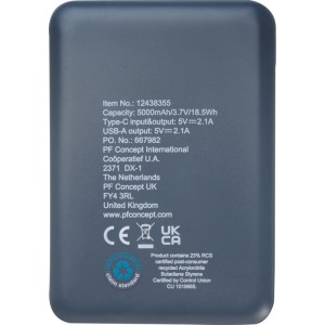 Asama jrahasznostott manyag powerbank, 5000 mAh, kk (powerbank)