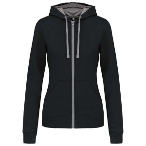 Kariban Contrast n�i kapucnis pul�ver, Black/Fine Grey (pul�ver)