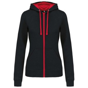 Kariban Contrast n�i kapucnis pul�ver, Black/Red (pul�ver)