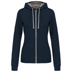 Kariban Contrast n�i kapucnis pul�ver, Navy/Fine Grey (pul�ver)