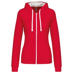 Kariban Contrast n�i kapucnis pul�ver, Red/White (pul�ver)