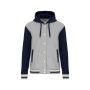 Kariban Uniszex kapucnis pul�ver, Oxford Grey/Navy/Whi