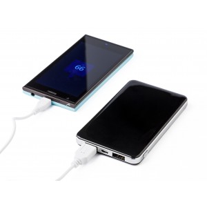 Li-polimer powerbank, 5000 mAh, fekete (powerbank)