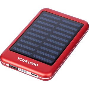 Napelemes powerbank, alumnium, piros (powerbank)