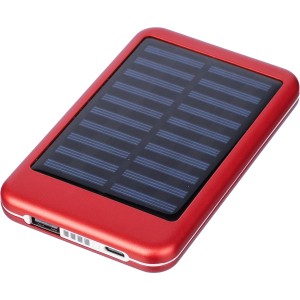 Napelemes powerbank, alumnium, piros (powerbank)