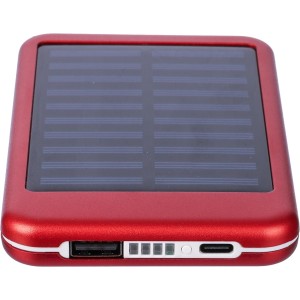Napelemes powerbank, alumnium, piros (powerbank)