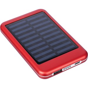 Napelemes powerbank, alumnium, piros (powerbank)