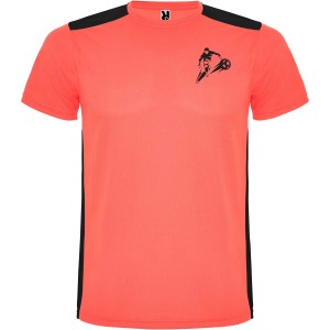 Roly Detroit rvid ujj gyerek sportpl, fluor coral, solid black (T-shirt, pl, kevertszlas, mszlas)