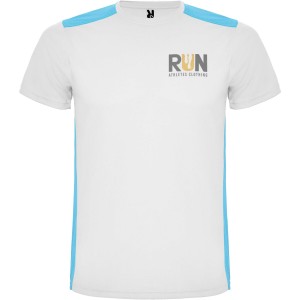 Roly Detroit rvid ujj uniszex sportpl, white, turquois (T-shirt, pl, kevertszlas, mszlas)