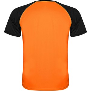 Roly Indianapolis r�vid ujj� uniszex sportp�l�, Fluor Orange, Black (T-shirt, p�l�, kevertsz�las, m�sz�las)