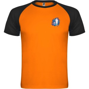 Roly Indianapolis r�vid ujj� uniszex sportp�l�, Fluor Orange, Black (T-shirt, p�l�, kevertsz�las, m�sz�las)