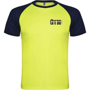 Roly Indianapolis rvid ujj uniszex sportpl, fluor yellow, navy blue (T-shirt, pl, kevertszlas, mszlas)