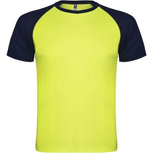 Roly Indianapolis rvid ujj uniszex sportpl, fluor yellow, navy blue (T-shirt, pl, kevertszlas, mszlas)