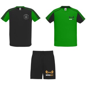 Roly Juve uniszex sport szett, fern green, solid black (T-shirt, pl, kevertszlas, mszlas)