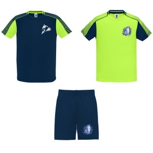 Roly Juve uniszex sport szett, fluor green, navy blue (T-shirt, pl, kevertszlas, mszlas)