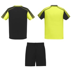 Roly Juve uniszex sport szett, Fluor Yellow, Black (T-shirt, p�l�, kevertsz�las, m�sz�las)