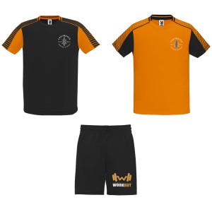 Roly Juve uniszex sport szett, Orange, Black (T-shirt, p�l�, kevertsz�las, m�sz�las)