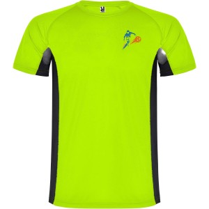 Roly Shanghai rvid ujj frfi sportpl, fluor green, solid black (T-shirt, pl, kevertszlas, mszlas)