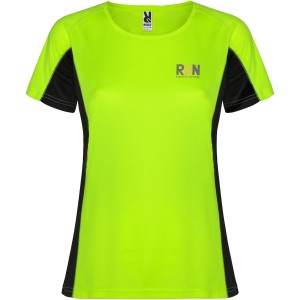 Roly Shanghai rvid ujj ni sportpl, fluor green, solid black (T-shirt, pl, kevertszlas, mszlas)
