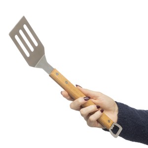 Rozsdamentes ac�l BBQ lap�t, barna (piknik, kemping, grill)