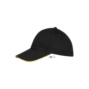 Sols Buffalo 6 paneles baseballsapka, Black/Gold (sapka)