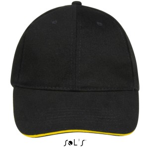 Sols Buffalo 6 paneles baseballsapka, Black/Gold (sapka)