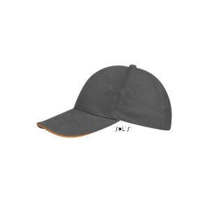 Sols Buffalo 6 paneles baseballsapka, Dark Grey/Orange (sapka)