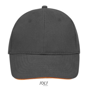 Sols Buffalo 6 paneles baseballsapka, Dark Grey/Orange, U (sapka)
