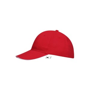 Sols Buffalo 6 paneles baseballsapka, Red/White (sapka)
