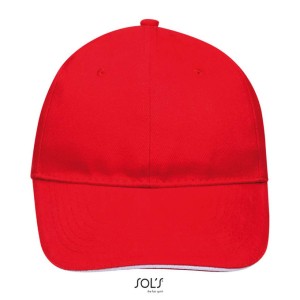 Sols Buffalo 6 paneles baseballsapka, Red/White (sapka)