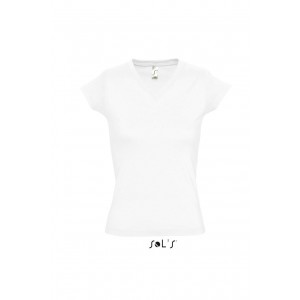 Sols Moon V-nyak� n�i p�l�, White (T-shirt, p�l�, 90-100% pamut)